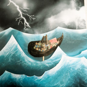 image of a bible craft showing paul in a storm on a boat
