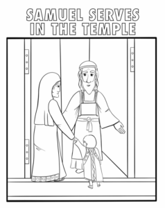 coloring sheet hannah takes samuel to priest eli to serve in the temple coloring sheet