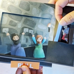 photo of a paper bible craft about the story of paul and silas